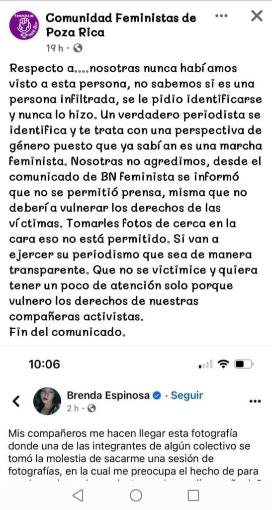 Periodista denuncia, fue agredida en marcha 8M