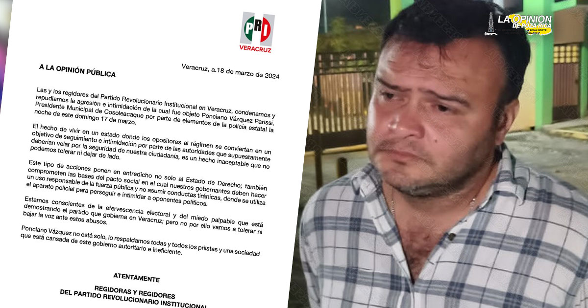 Regidores priistas de Veracruz respaldan a Ponciano Vázquez tras ser agredido
