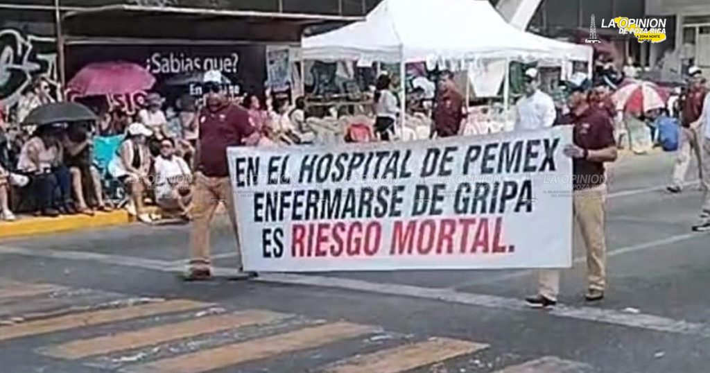 Sentidos reclamos de petroleros durante el desfile