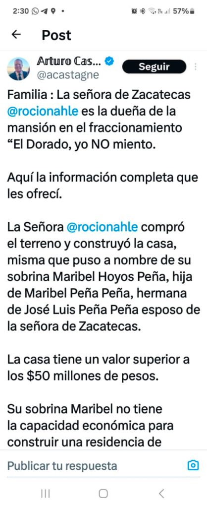 Rocío Nahle es la dueña de la mansión en el fraccionamiento “El Dorado"