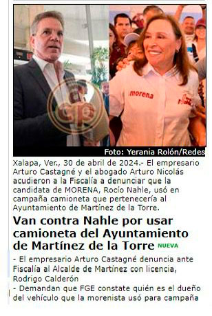 Denuncian uso indebido de camioneta oficial en campaña de Rocío Nahle