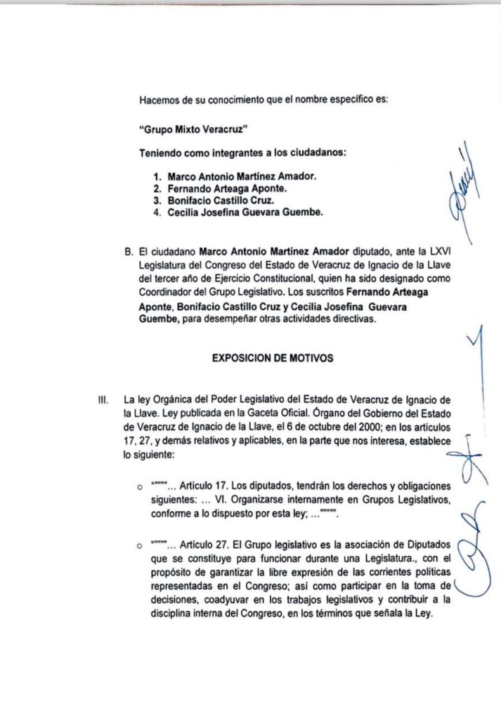 RENUNCIAN A LA BANCADA DE MORENA CUATRO DIPUTADOS; AMADOR, ARTEAGA, CASTILLO Y GUEVARA”.