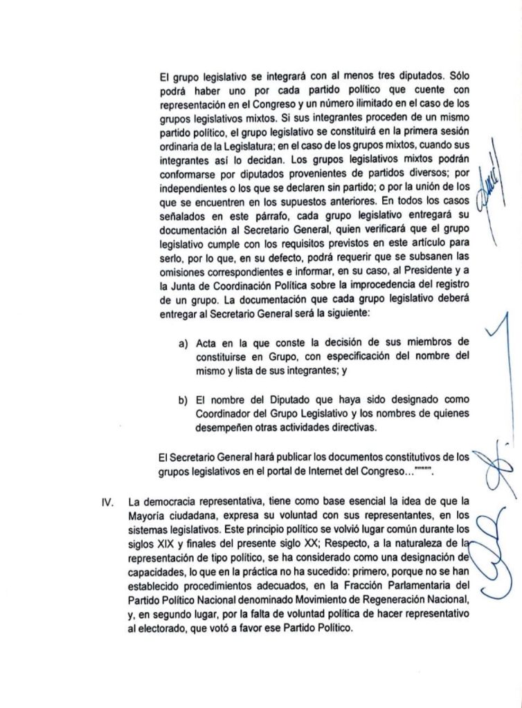 RENUNCIAN A LA BANCADA DE MORENA CUATRO DIPUTADOS; AMADOR, ARTEAGA, CASTILLO Y GUEVARA”.