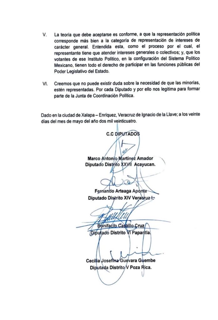RENUNCIAN A LA BANCADA DE MORENA CUATRO DIPUTADOS; AMADOR, ARTEAGA, CASTILLO Y GUEVARA”.