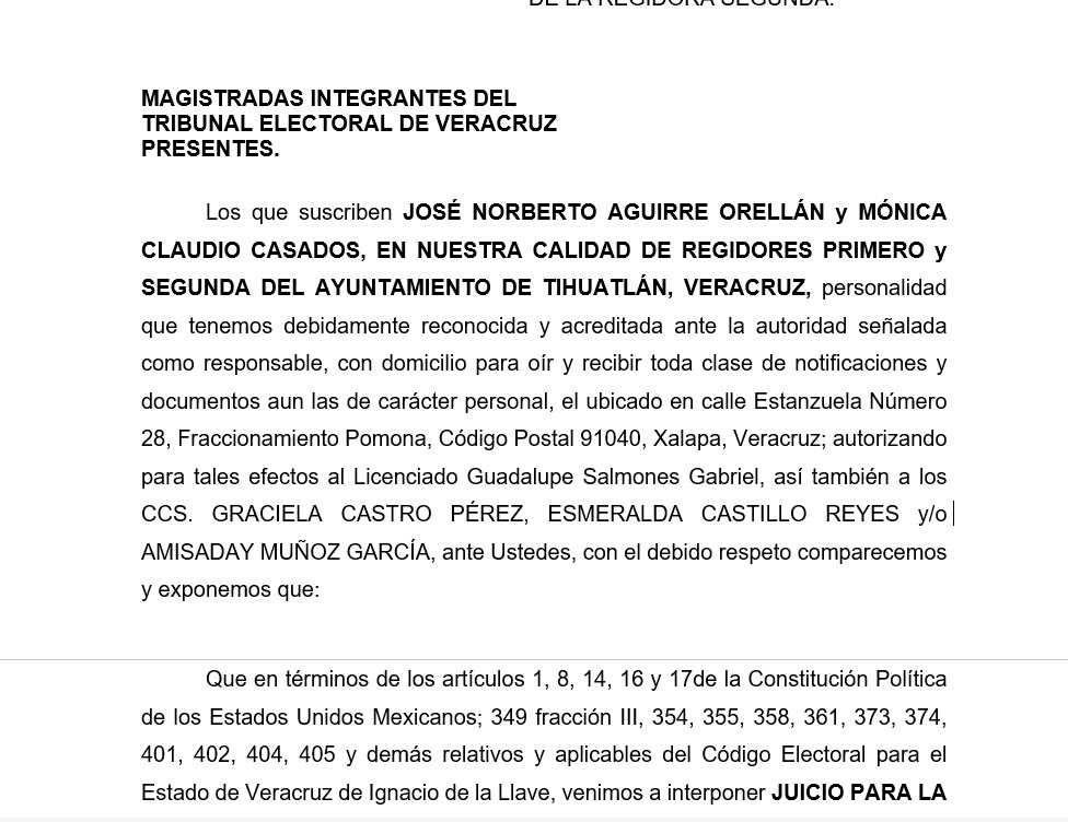 Regidores denuncian al alcalde de Tihuatlán por acoso debido a su falta de apoyo a Morena