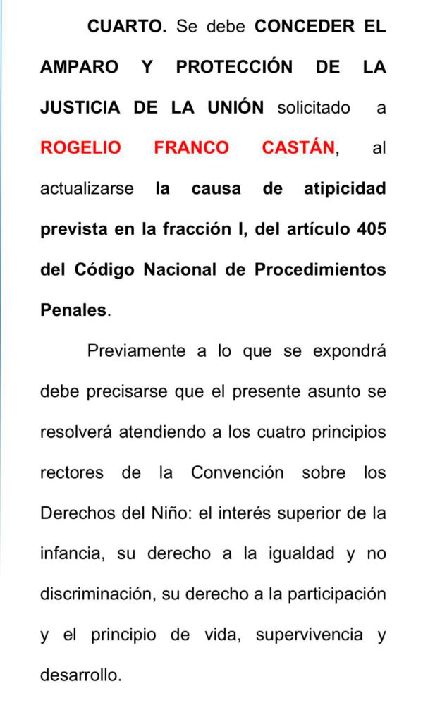 Juez concede liberación a Rogelio Franco Castán