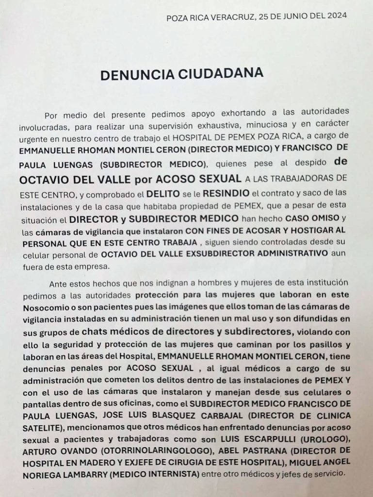Hospital de Pemex, del acoso sexual al espionaje