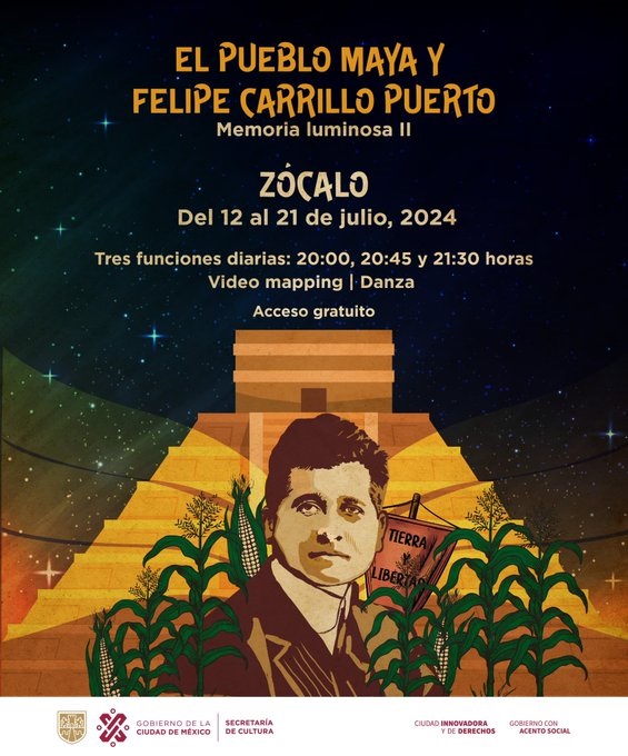 Celebran el centenario de Felipe Carrillo Puerto con espectáculo en el Zócalo