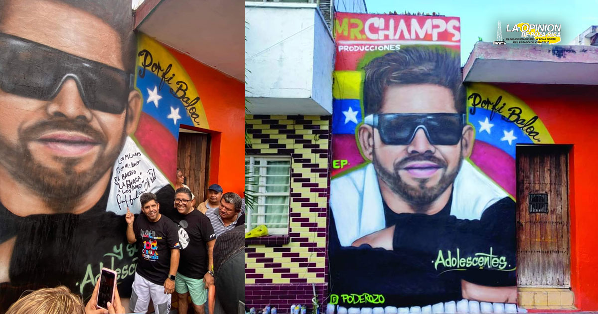 Porfi Baloa firma mural en su honor en el Barrio de la Huaca de Veracruz
