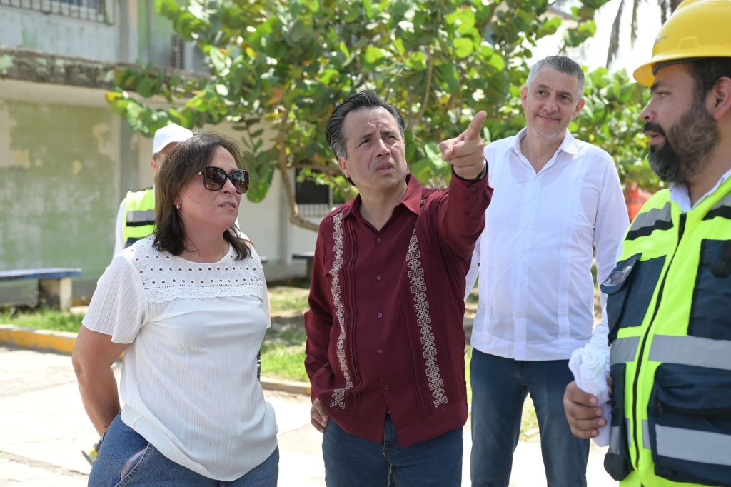 Recorren Cuitláhuac García y Rocío Nahle obras del estadio e Ilustre Instituto Veracruzano