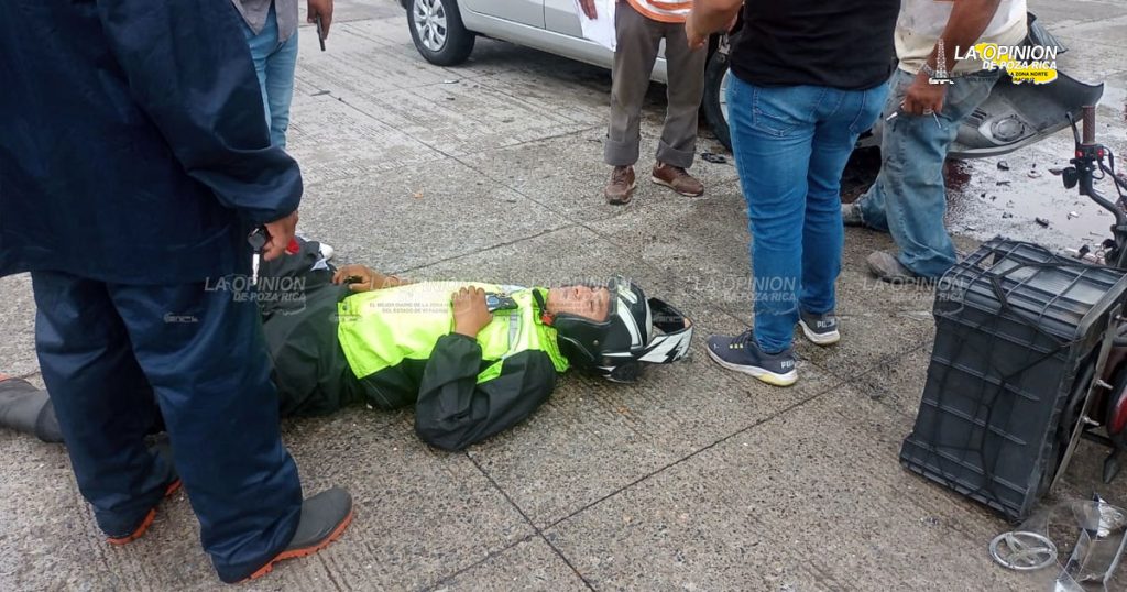 Motociclista lesionado por una camioneta en la Poza Rica- Coatzintla