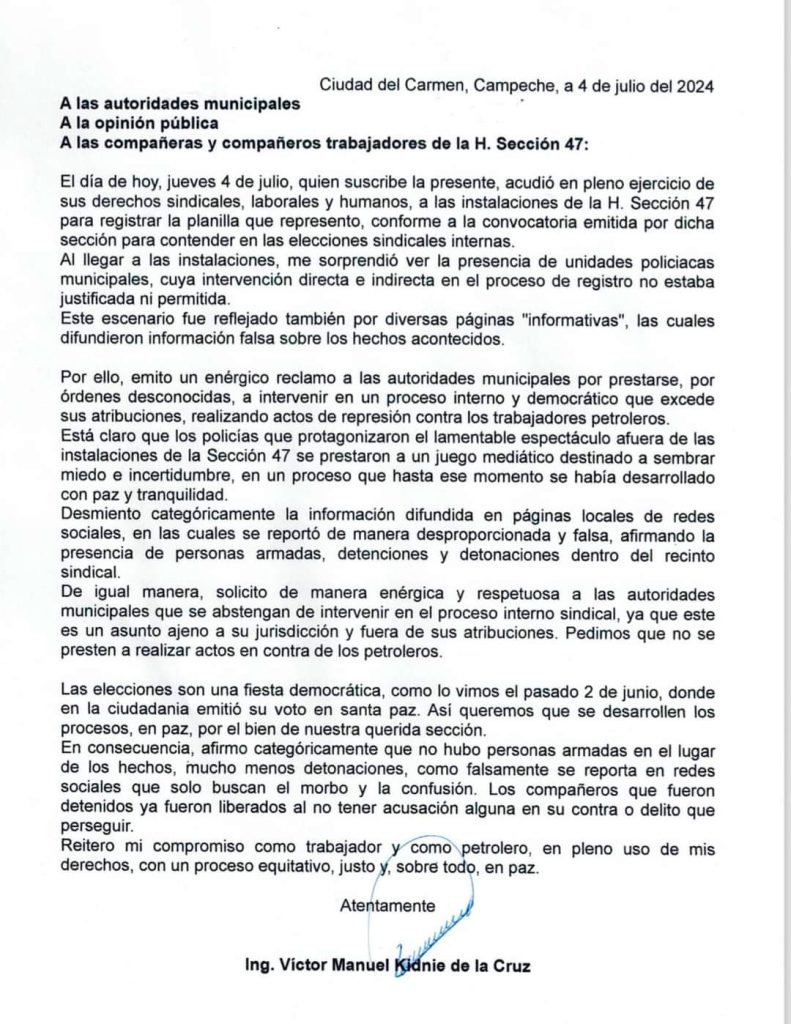 Kidnie se registró de manera pacífica