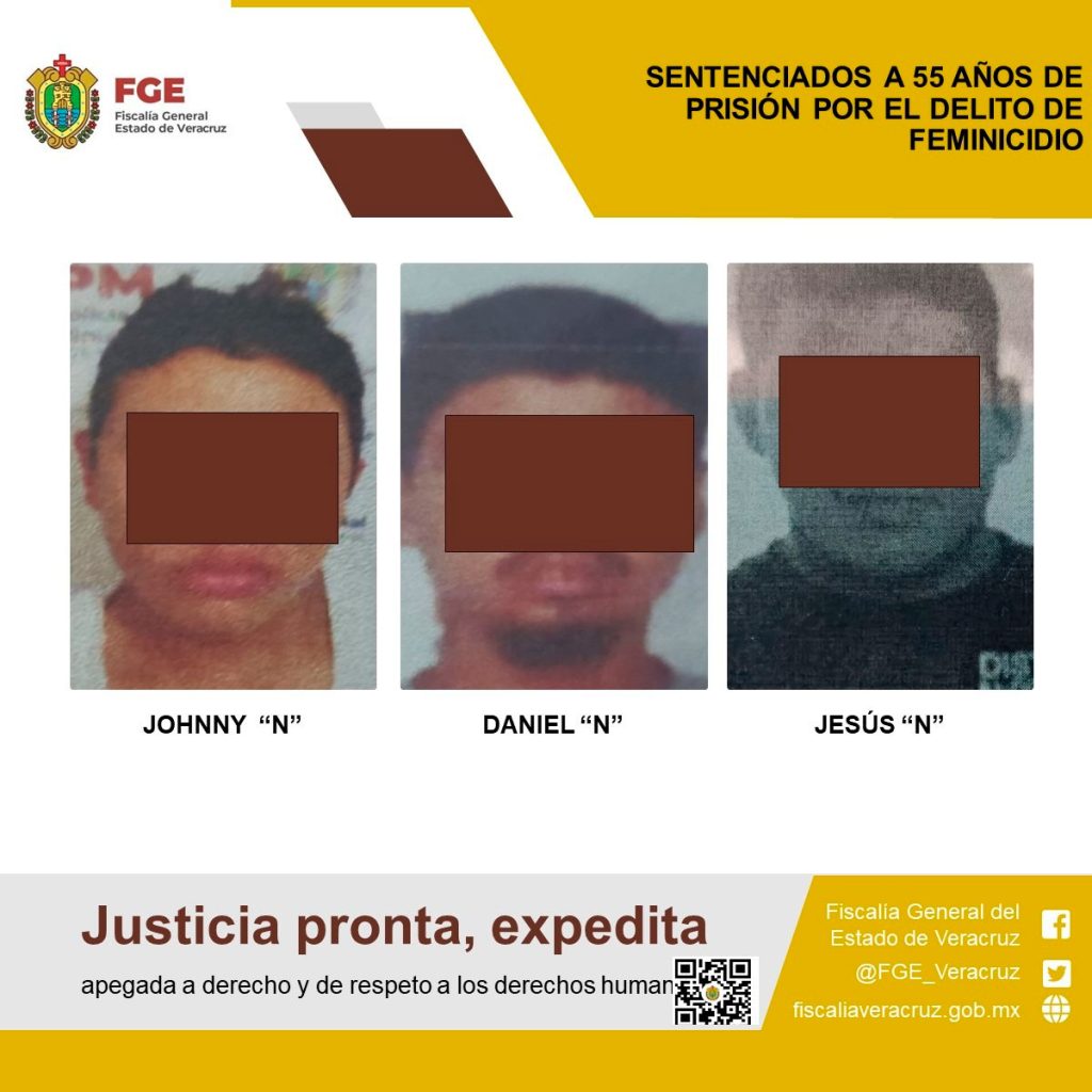Sentenciados a 55 años de prisión por feminicidio