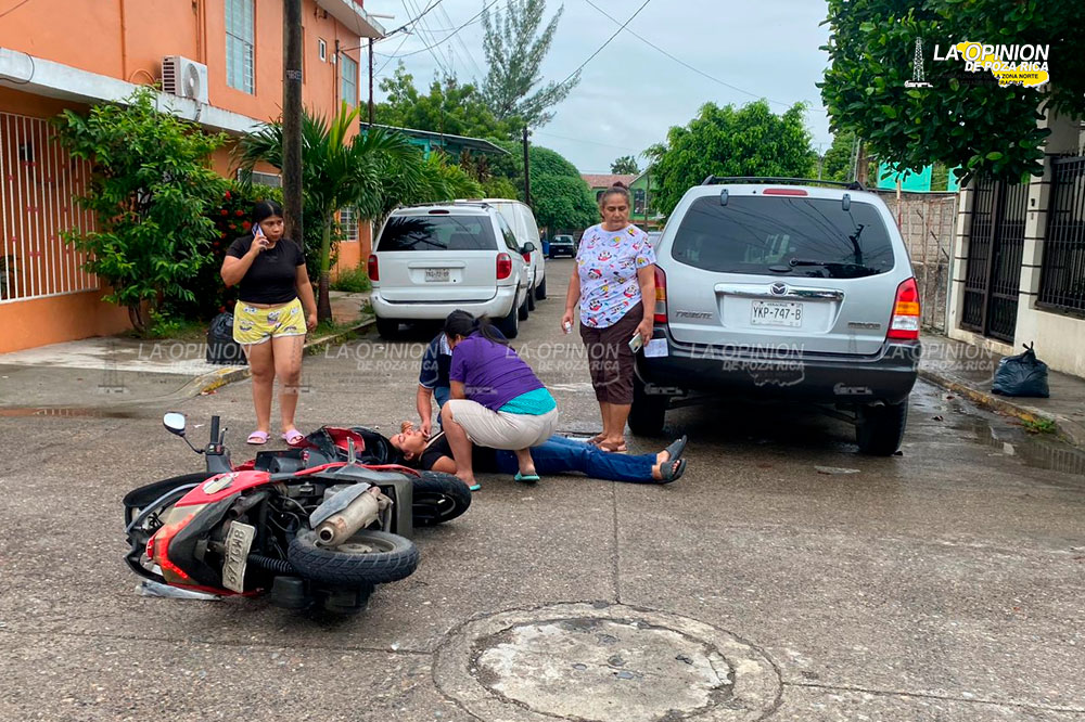 Motociclista lesionada en accidente