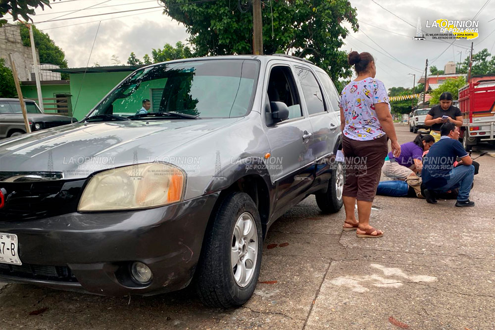 Motociclista lesionada en accidente