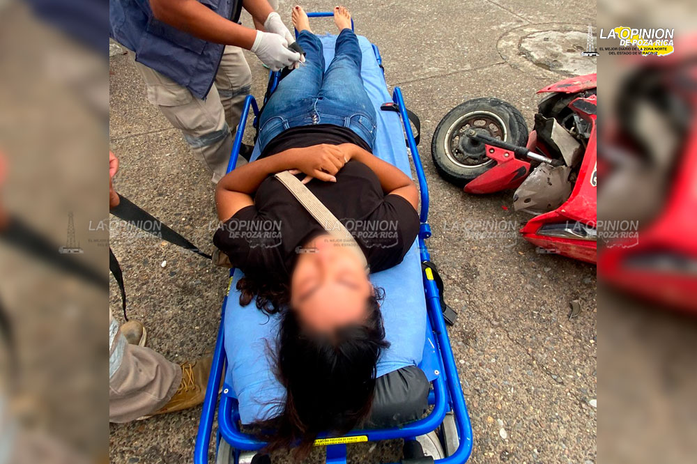 Motociclista lesionada en accidente