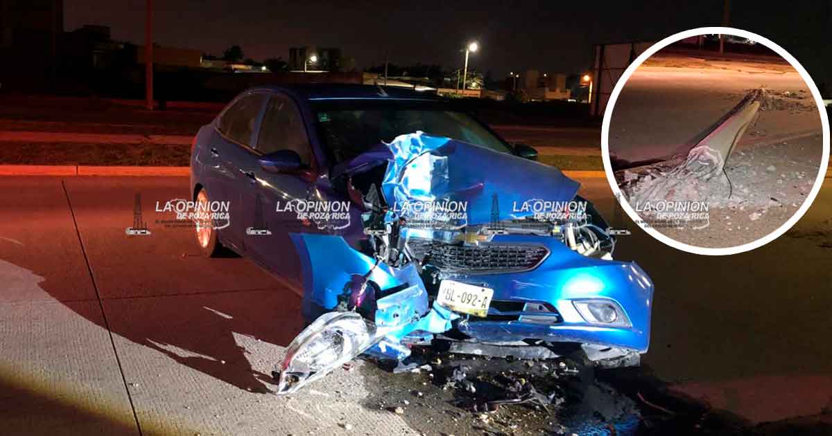 Ebrio derriba poste en el Malecón Ebrio derriba poste en el Malecón