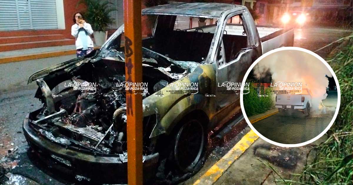 Incendio de camioneta genera movilización de PC Incendio de camioneta genera movilización de PC