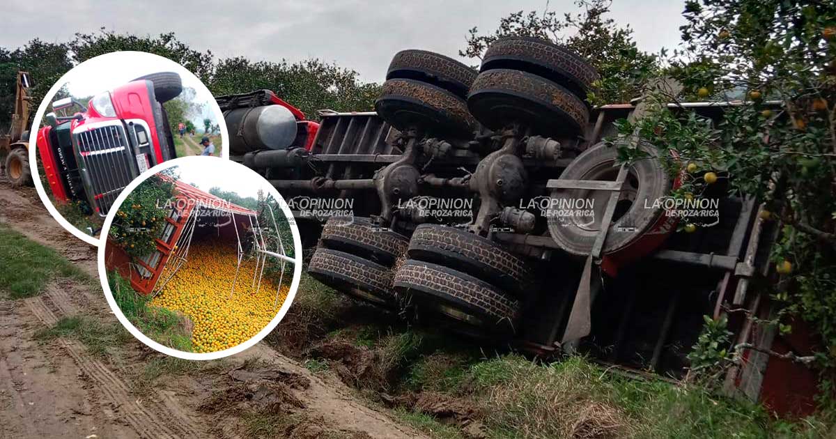 Vuelca camión en Loma del Águila Vuelca camión en Loma del Águila