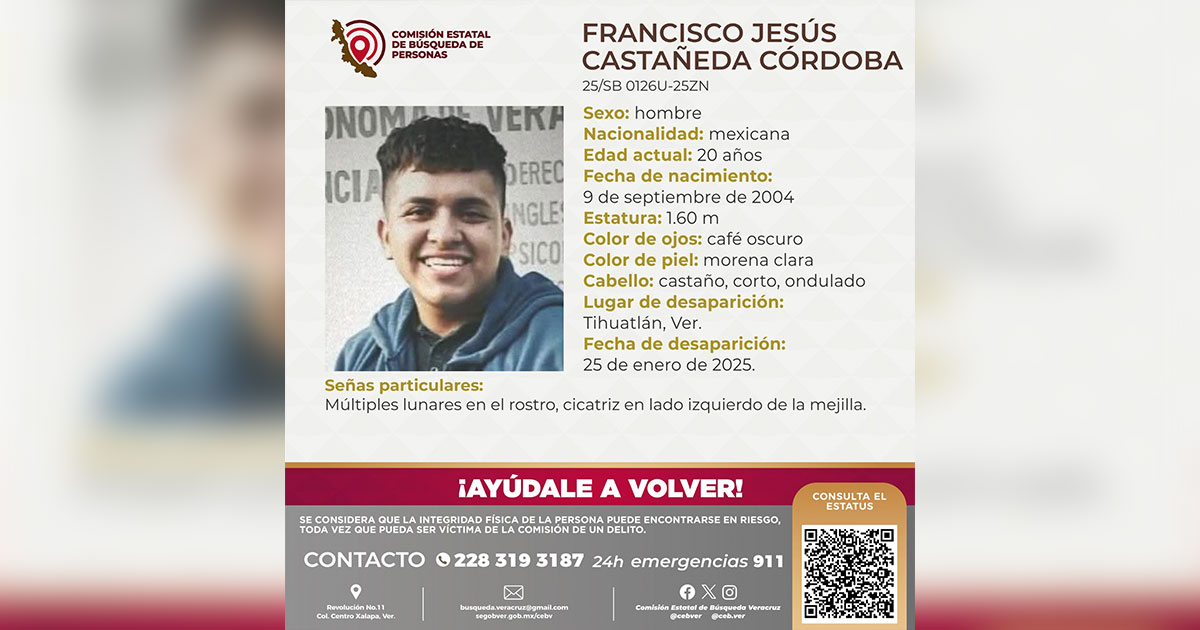 Reportan desaparición de un joven tihuateco Reportan desaparición de un joven tihuateco