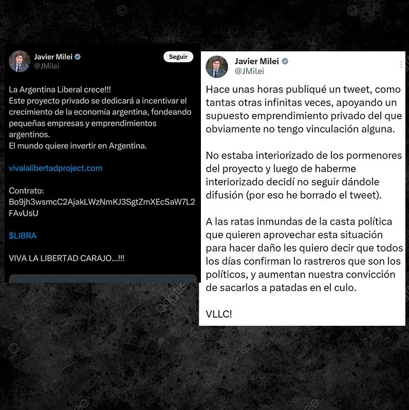 Milei promocionó criptomoneda $LIBRA, generando pérdidas