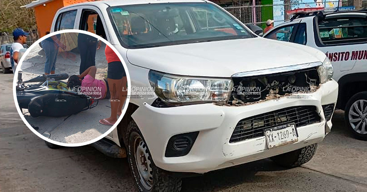 Camioneta atropella a mujer motociclista