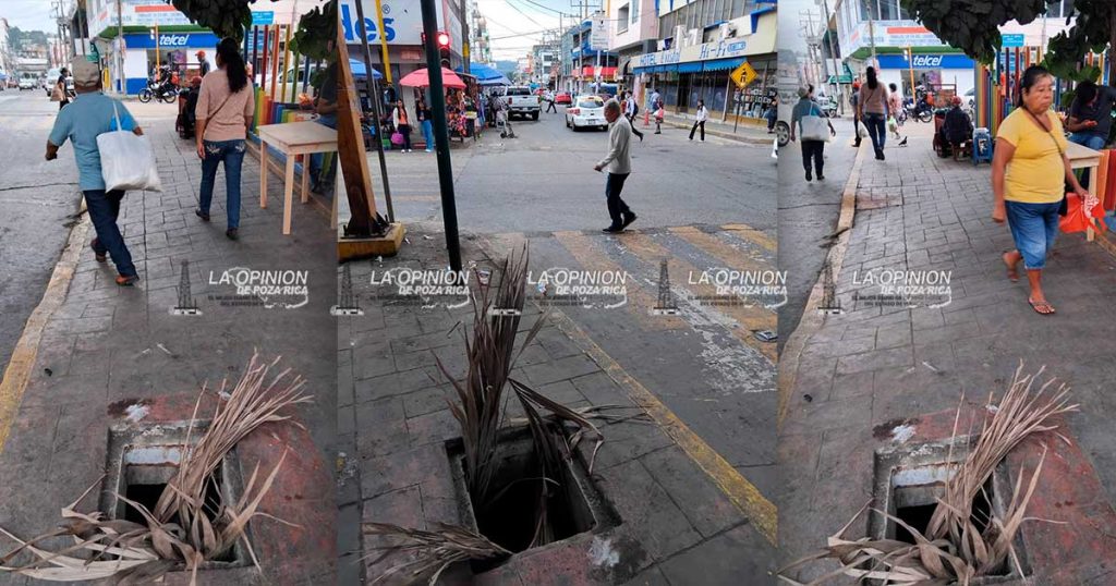 Registros sin tapadera, un peligro en pleno centro de la ciudad