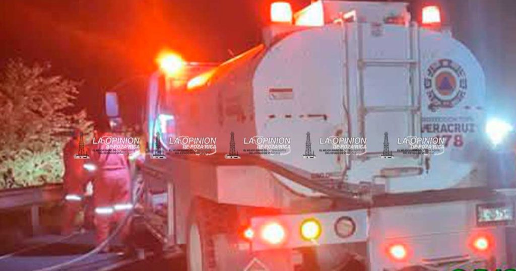 Se incendia pipa en la autopista Tuxpan-Tampico Se incendia pipa en la autopista Tuxpan-Tampico
