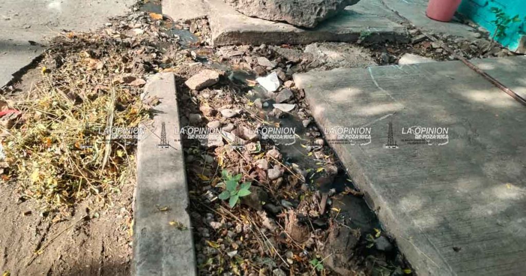 Reportan escurrimientos de drenaje en la colonia Tajín 