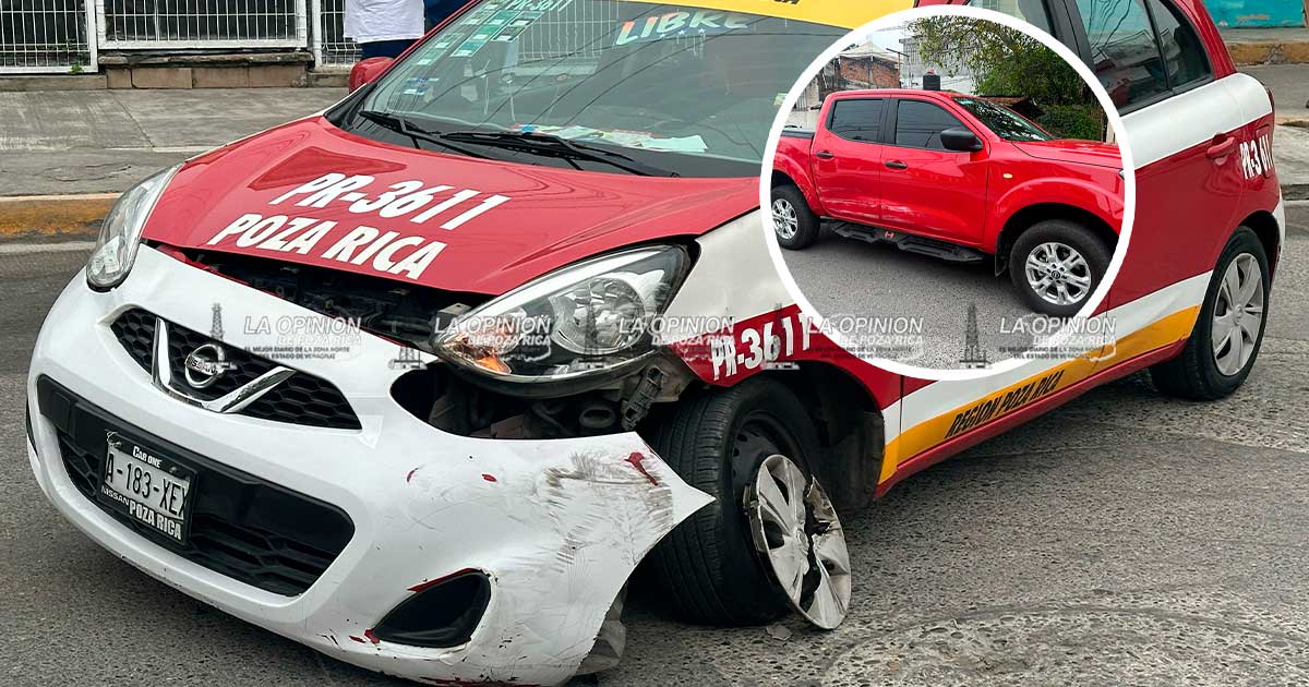 ¡Taxi y camioneta protagonizan aparatoso choque!