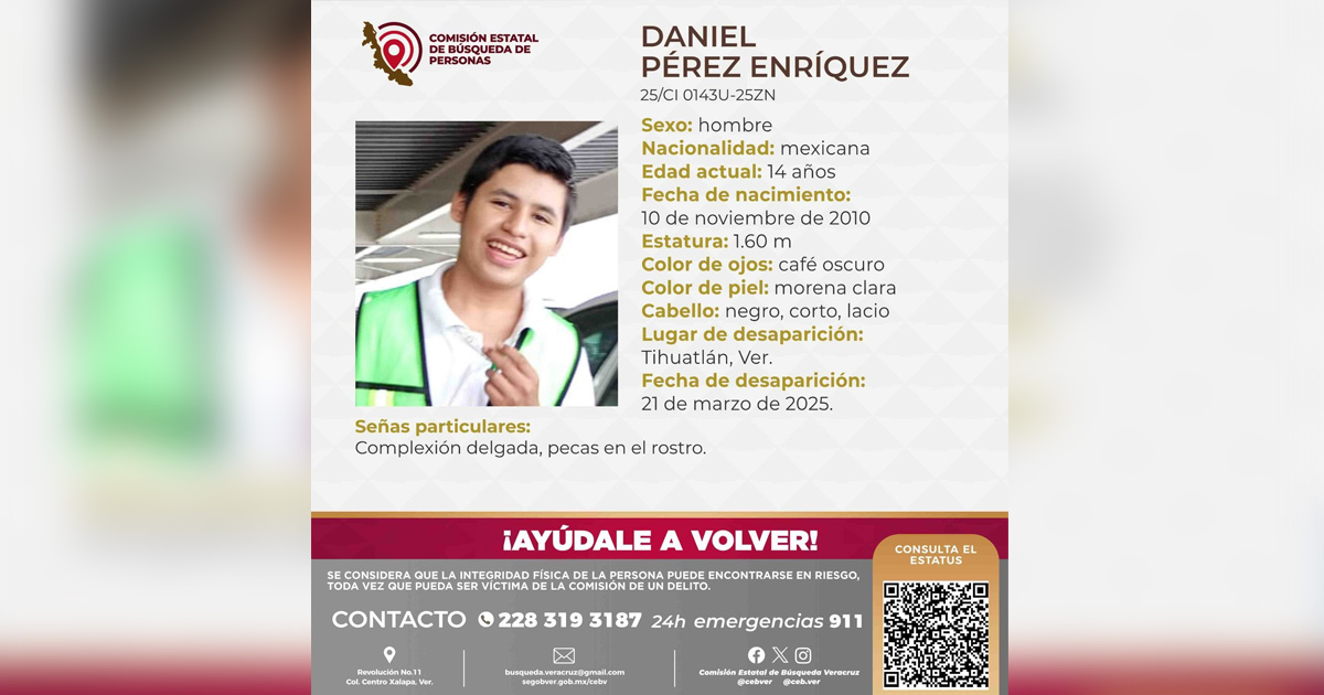 Siguen las desapariciones; ahora un menor de edad
