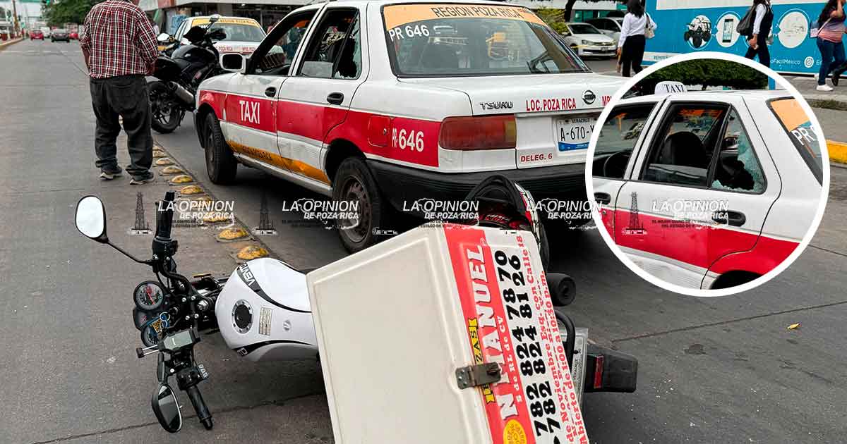 ¡Ni la pizza se salvó! Repartidor termina en el suelo tras choque ¡Ni la pizza se salvó! Repartidor termina en el suelo tras choque