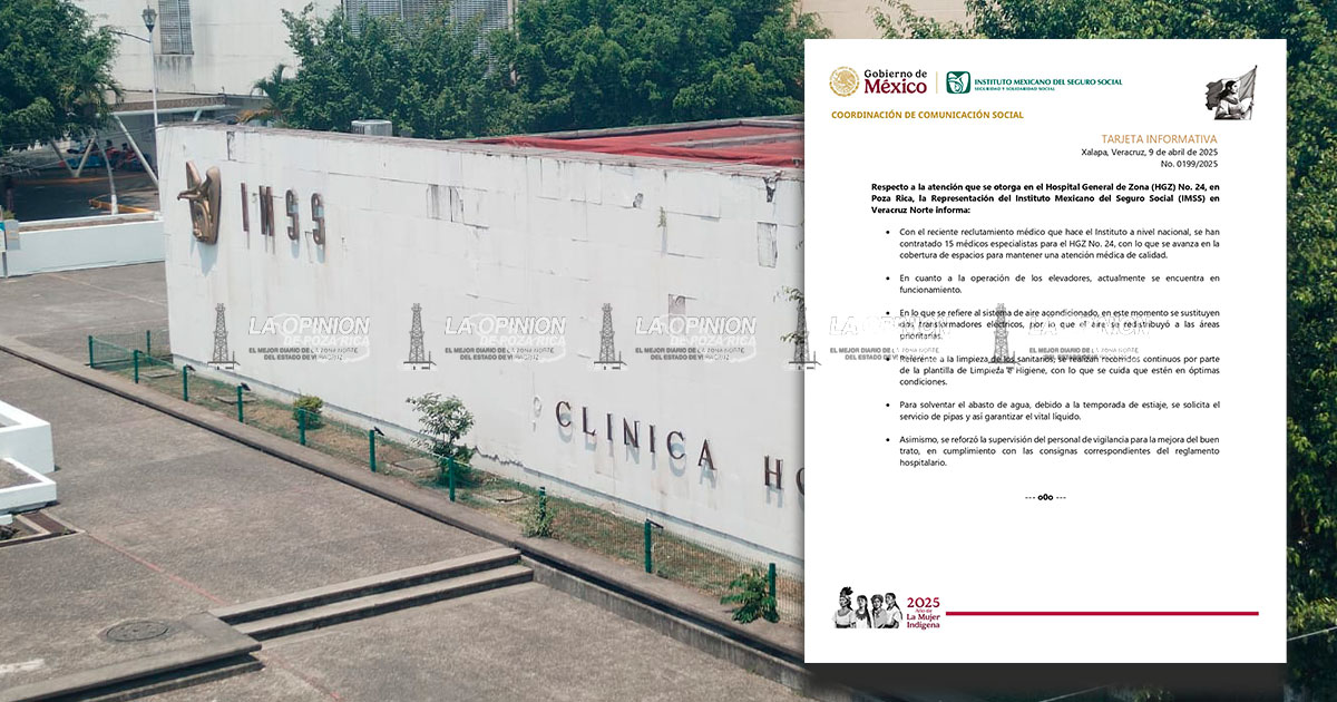 Representación del IMSS anuncia mejoras al Hospital de Poza Rica Representación del IMSS anuncia mejoras al Hospital de Poza Rica