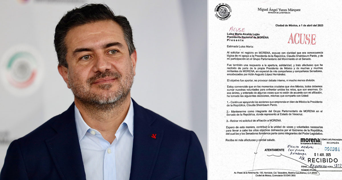 Miguel Ángel Yunes Márquez retira su solicitud de afiliación a MORENA