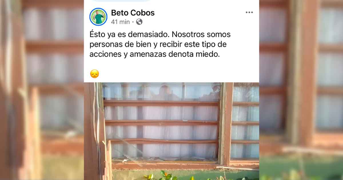 Presunto ataque a domicilio de Beto Cobos es una farsa