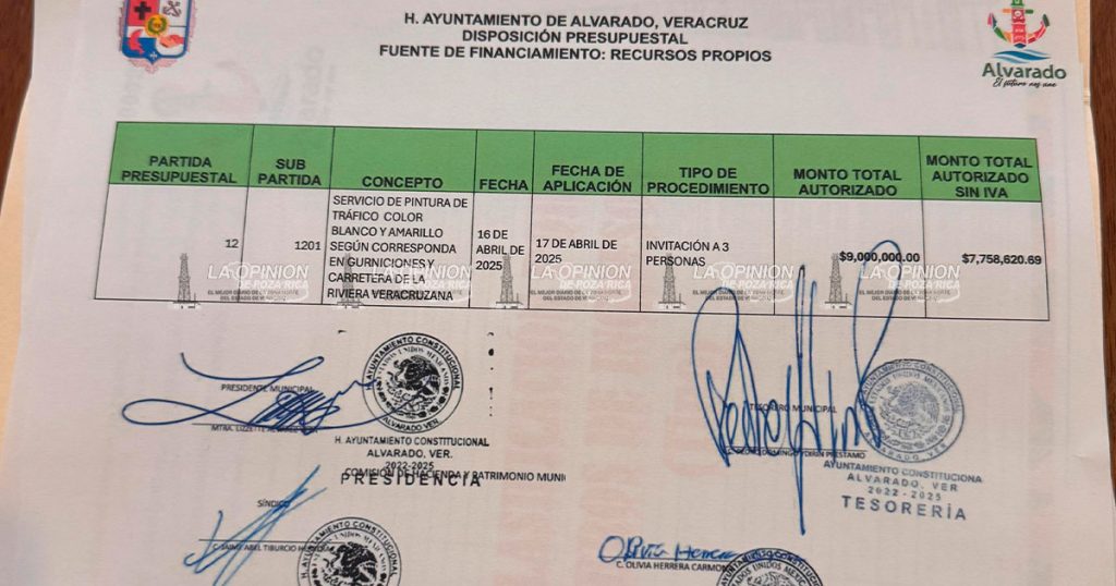 Presunto pago excesivo del Ayuntamiento de Alvarado: 9 mdp por pintado de guarniciones