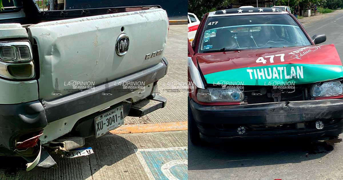 Imprudente taxista choco por alcance Imprudente taxista choco por alcance