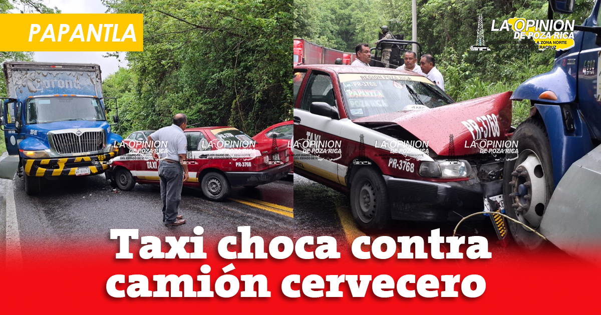 Taxi choca contra camión cervecero Taxi choca contra camión cervecero