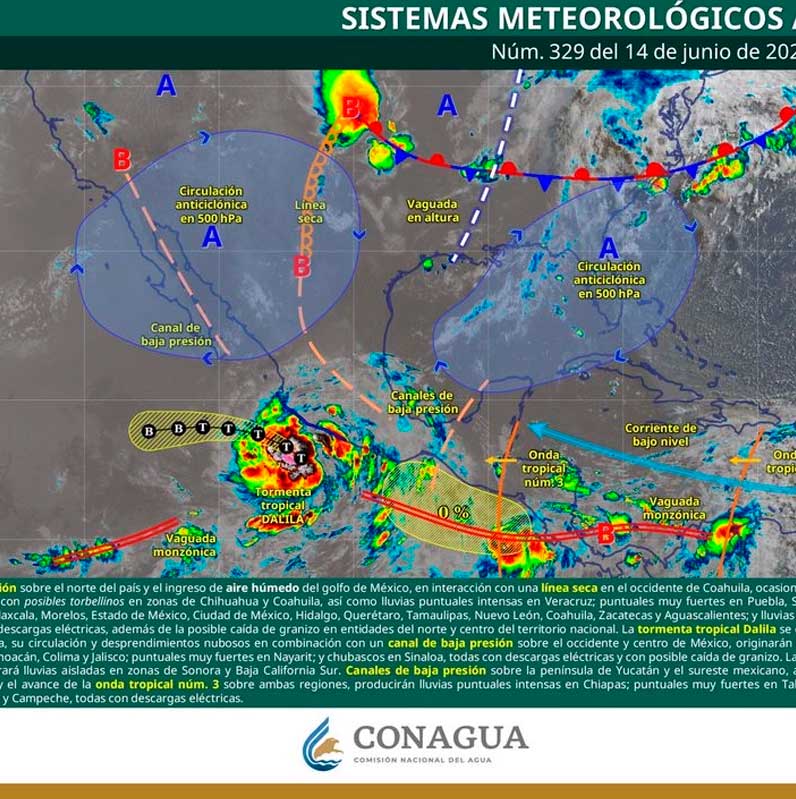 Alertan por tormenta ‘Dalila’; está a 285 km de Manzanillo