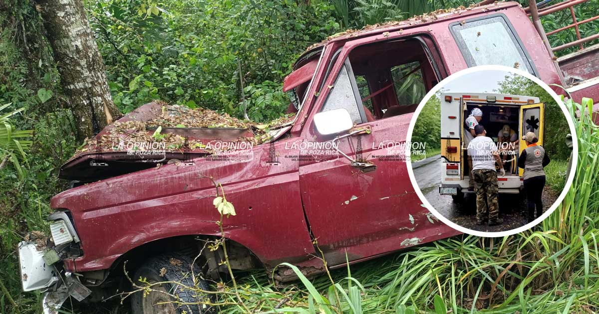 Tres lesionados tras volcadura de una camioneta Tres lesionados tras volcadura de una camioneta
