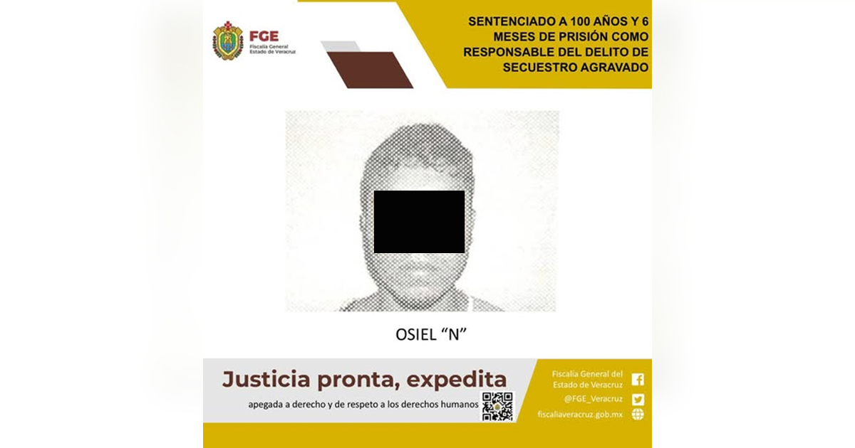 Sentenciado a 100 años y 6 meses de prisión por secuestro agravado Sentenciado a 100 años y 6 meses de prisión por secuestro agravado
