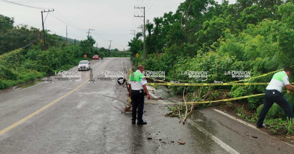 Elementos de Tránsito del Estado brindan seguridad vial en derrumbe carretero Elementos de Tránsito del Estado brindan seguridad vial en derrumbe carretero