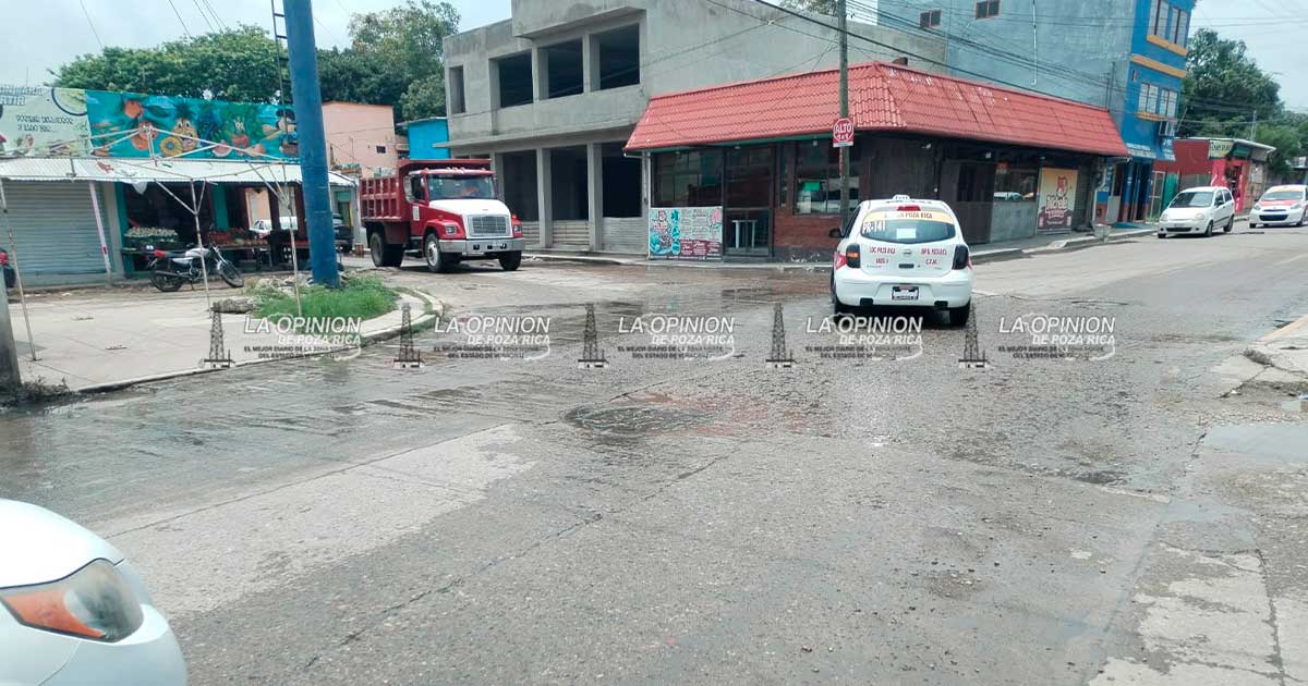 Colapsa drenaje en avenida Papantla y genera contaminación Colapsa drenaje en avenida Papantla y genera contaminación