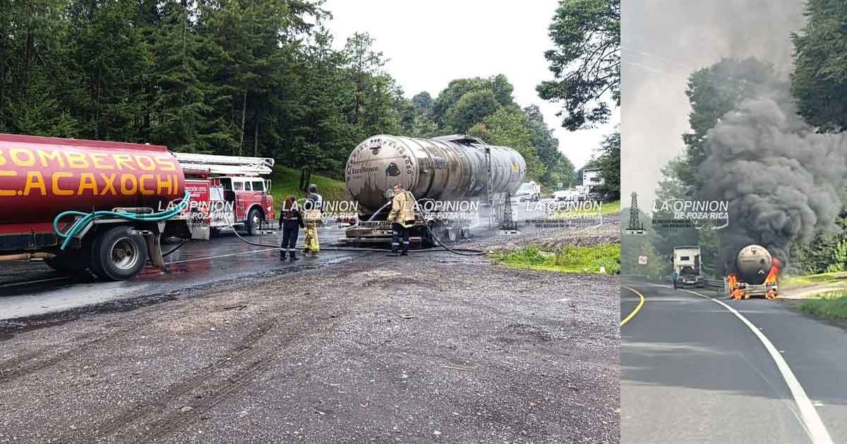 Se incendia pipa sobre la Autopista México-Tuxpan Se incendia pipa sobre la Autopista México-Tuxpan