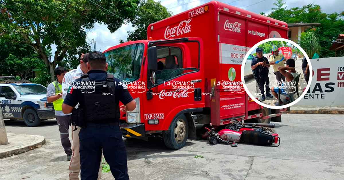 Motociclista atropellado por camión refresquero Motociclista atropellado por camión refresquero