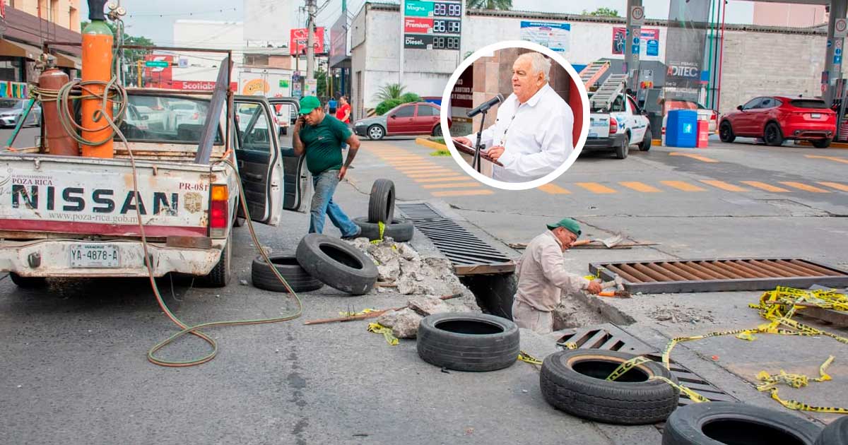 Retiran basura y reparan rejillas de drenajes colapsados en la ciudad Retiran basura y reparan rejillas de drenajes colapsados en la ciudad