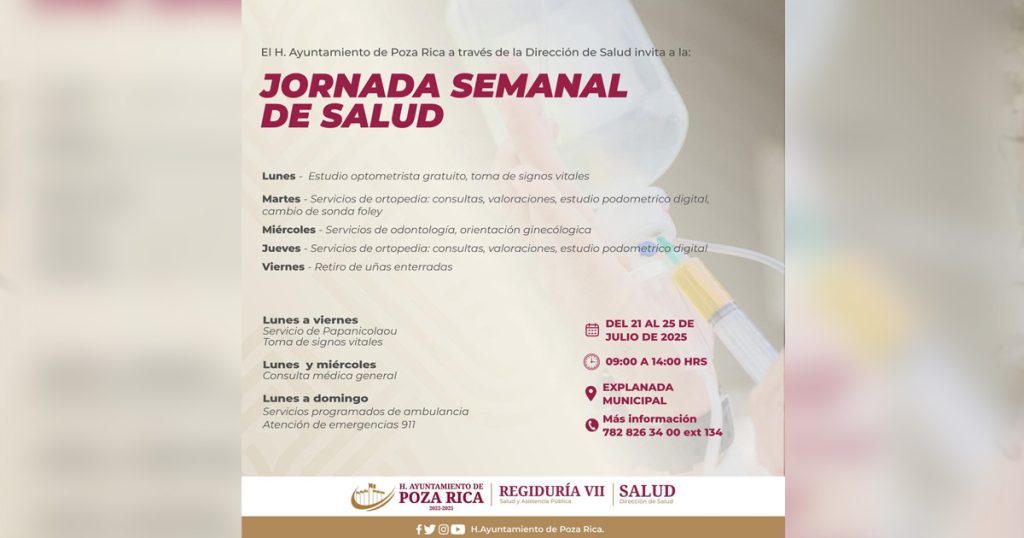 Servicios de salud gratuitos con la jornada semanal Servicios de salud gratuitos con la jornada semanal