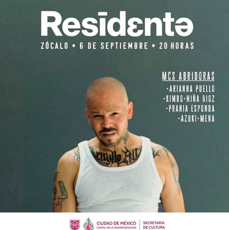 Residente se presentará en el Zócalo el próximo 6 de septiembre