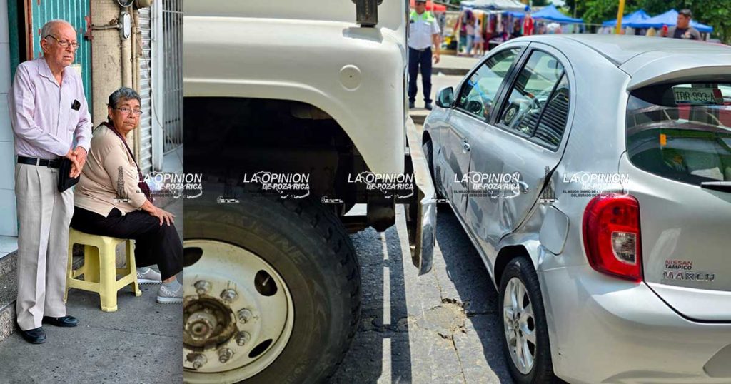 Camión de volteo lo arrastra varios metros Camión de volteo lo arrastra varios metros