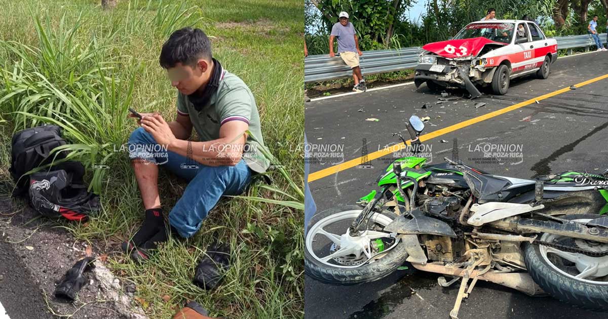 Motociclista se impacta contra taxi en tramo Gutiérrez Zamora–Tecolutla Motociclista se impacta contra taxi en tramo Gutiérrez Zamora–Tecolutla